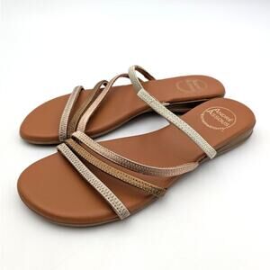 André Assous Nolan Strappy Sandal Women's Metallic Multi Size US8M EU38.5